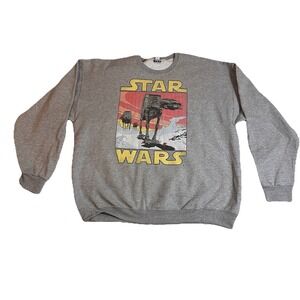 Star Wars Men's Sweatshirt Gray Crewneck AT-AT Walker Graphic Pullover Size 2X